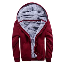 Мужская Новинка, однотонное повседневное зимнее утолщенное теплое пальто, Повседневная модная флисовая куртка на молнии с капюшоном и длинным рукавом