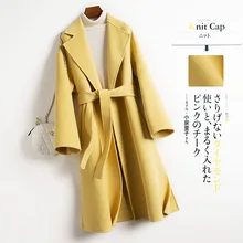 Осенне-зимнее шерстяное твидовое пальто для женщин средней длины с поясом, Повседневная Женская ветровка, верхняя одежда, шерстяной Тренч, парка для женщин