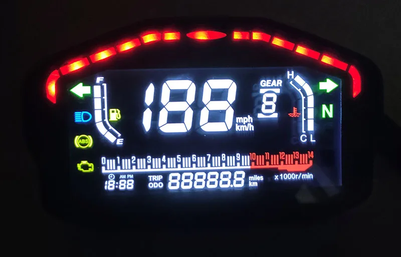 Tkosm Мотоцикл Универсальный светодиодный ЖК-спидометр цифровой одометр Подсветка для 2,4 цилиндры для BMW Honda Ducati Kawasaki Suzuki