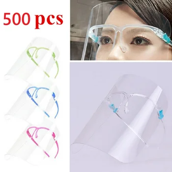 

500PCS Full Face Shield Protective Masks Anti-Dust Safety Mask Anti-Virus Transparent Face Guard Splatter Screens Kitchen Tools