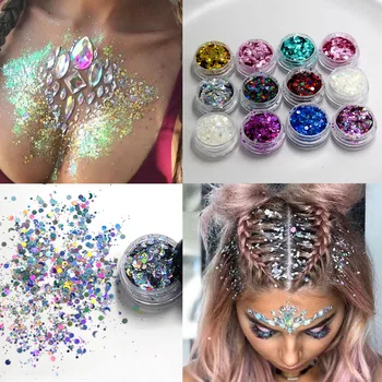 

Carnival party laser sequin glitter makeup jewelry music festival party makeup face stickers glitter