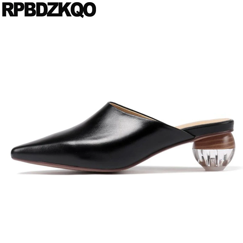 

white black clear size 33 ladies formal shoes plus medium heels chunky glass special pumps transparent block strange pointed toe