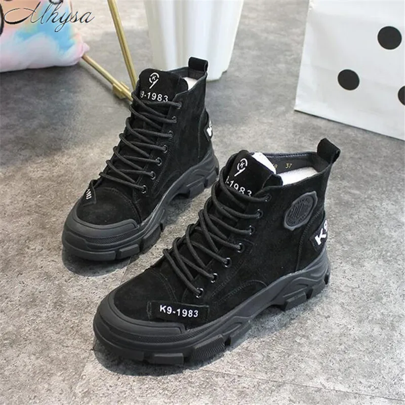 Ceny Mhysa 2019 zima w nowym stylu kobiety stylowe buty jesień wygodne Martin skórzane buty grube podeszwie botki kobiet L1173