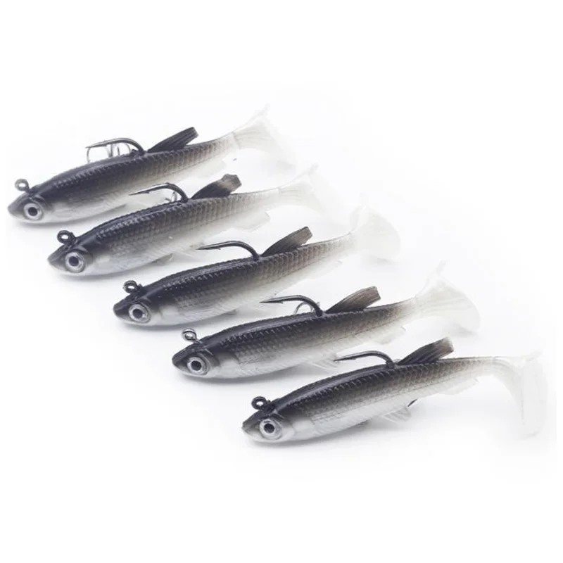  Hot HG-5 Pieces Soft Fishing Lure Wobbler Swim Bait Artificial Bait Carp Fishing Lead Jig Fish 14G/