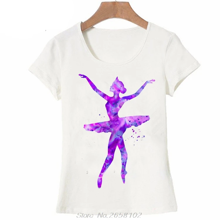 Лидер продаж, футболка Aqua Ballerina, женская летняя футболка, Женская Повседневная футболка, одежда с коротким рукавом, балетные топы для девочек