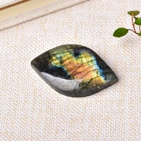 Labradorite naturelle en forme de feuille, bleu, violet, jaune, ornements minéraux, pierre de guérison énergétique, bijoux à bricoler soi-même, décoration de la maison Reiki 2