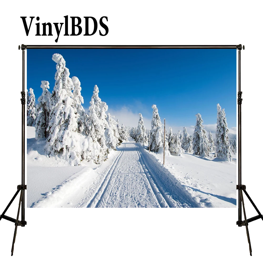 VinylBDS Photo Backgrounds Orbit Snow Road Scenery Background Heavy Forest Photography Backdrops For Shoot Studio | Электроника