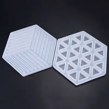 

Handmade Resin Epoxy Geometry Silicone Mold DIY Insulation Hollow Striped Triangle Modeling Hexagon Coaster