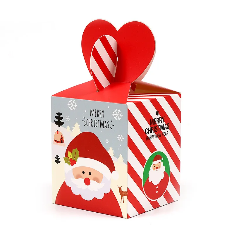 40 pcs-Red Счастливого Рождества Коробка фруктов мультфильм снеговик Печатные коробки конфет капкейки десерт печенье в подарок бумажные коробки Закуски Упаковка квадратная коробка - Цвет: 40 pcs-Red