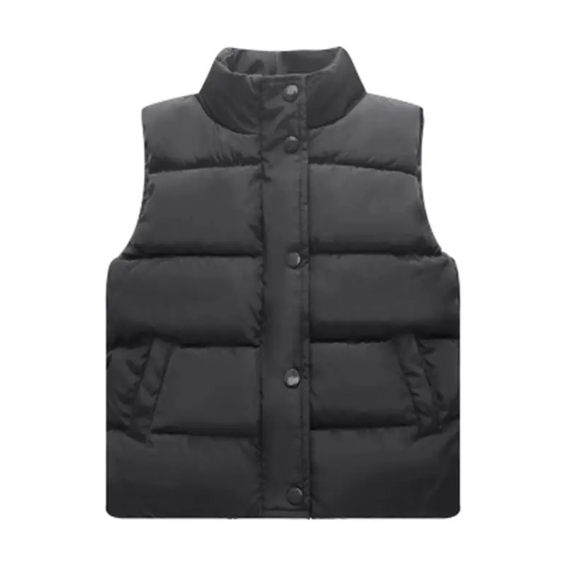 Autumn Winter Warm Baby Vest Children Down Cotton Jackets Thicken Waistcoat 3-8T Solid Color Baby Kids Clothes Stand Collar Coat