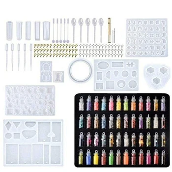 

Handmade Crystal Glue Mould Mold Set Resin Jewelry Mold Kit (277 Pcs)