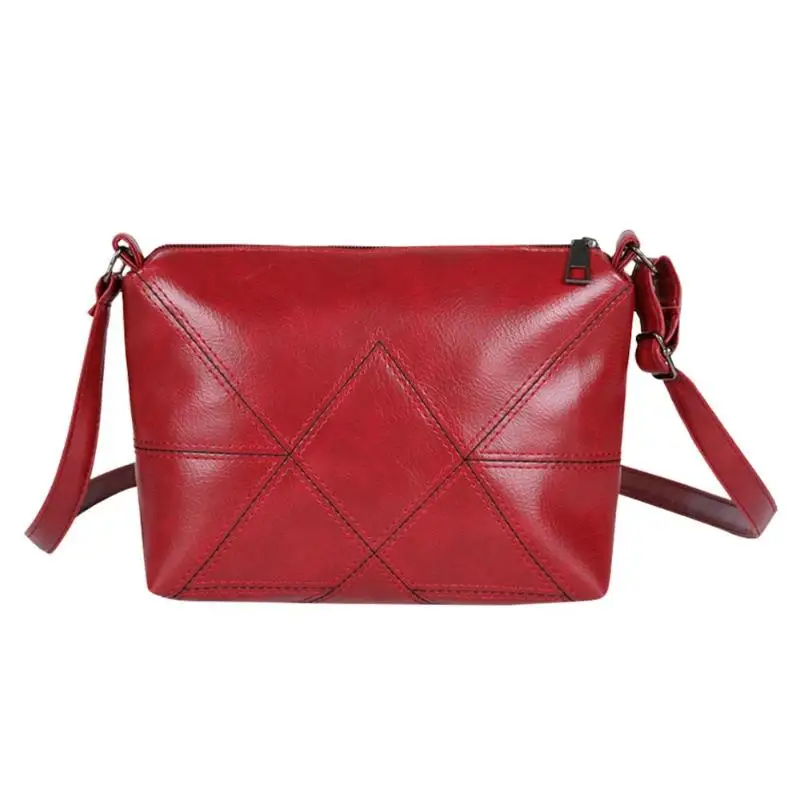 Женская новая модная однотонная сумка-мессенджер из искусственной кожи на плечо, женские сумки через плечо, простая сумка на плечо, сумки 190x170x70 мм - Цвет: Красный