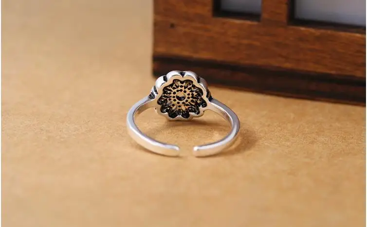 JIANERY индивидуальное 925 пробы Серебряное кольцо с цветком лотоса для женщин Свадебные украшения регулируемый размер кольца на палец