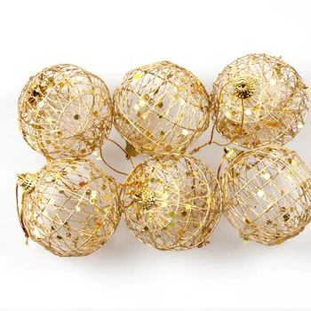 

6PCS Round Shape Gold Christmas Tree Pendant Scales Ball Pendant Gold Xmas Balls Decor Bauble For Xmas Home Wedding Party Decor