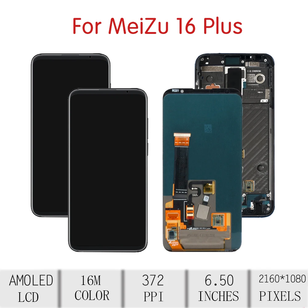 US $123.19 65ORIGINAL For MEIZU 16 Plus LCD Touch Screen Digitizer Assembly For Meizu 16th Plus Display with Frame Replacement M892 M892H