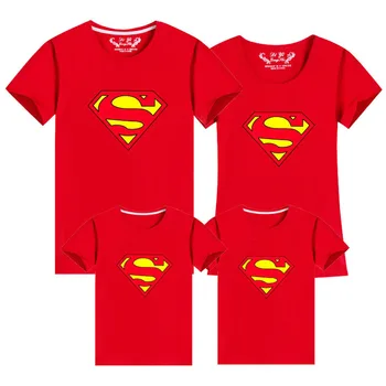 

Summer Family Matching Outfits Mommy Daddy Kid Son Baby T-Shirt Shirts family look Clothes Child Superman Tops Photography