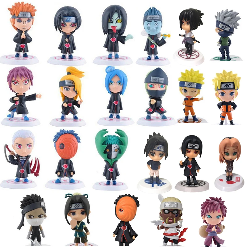 Naruto Action Figure Toys 23 Styles Q style Zabuza Haku Kakashi Sasuke Naruto Sakura PVC Model Doll Collection Kids Toy 1PCS/lot