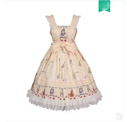 jsk dress Милое Платье в стиле Лолиты с животным принтом; платье Лоретты на тонких бретелях с рукавами; вечерние платья принцессы в стиле ретро - Цвет: jsk dress