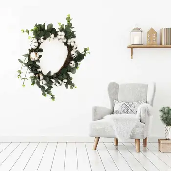 

Artificial Flowers Harvest Cotton Wreath Spring Wreath Outdoor for Front Door 67JB