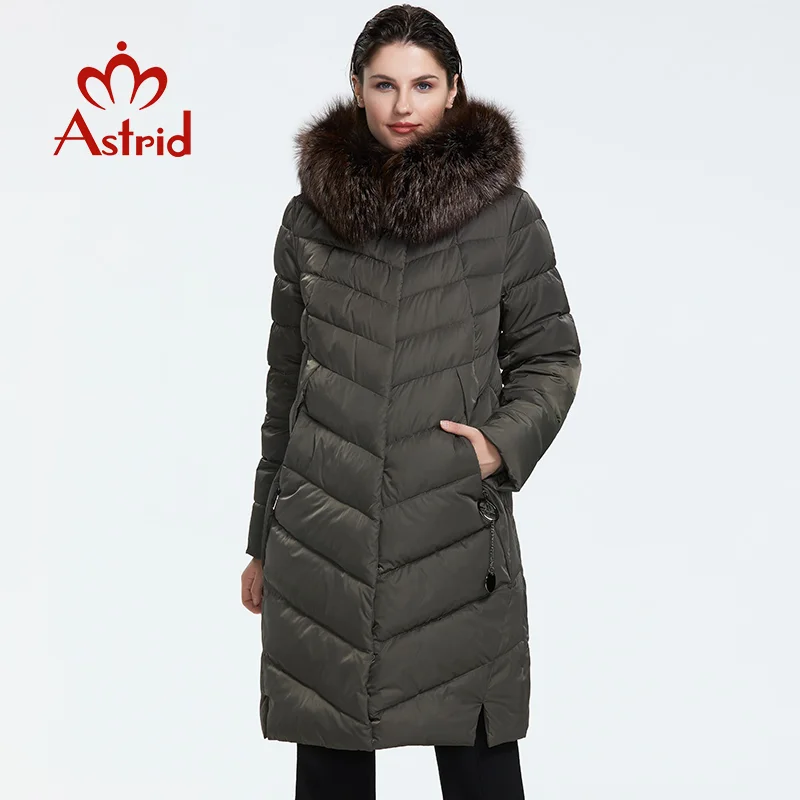 Astrid 2019 Зима новое поступление пуховик женский воротник из натурального меха
