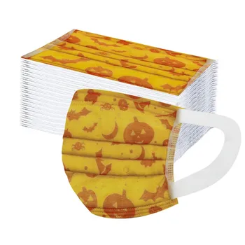 

50pcs Children's Mask Halloween Printing Disposable 3 Layers Ply Filter Earloops Face Mask Non-woven Meltblown Mask Mondkapjes