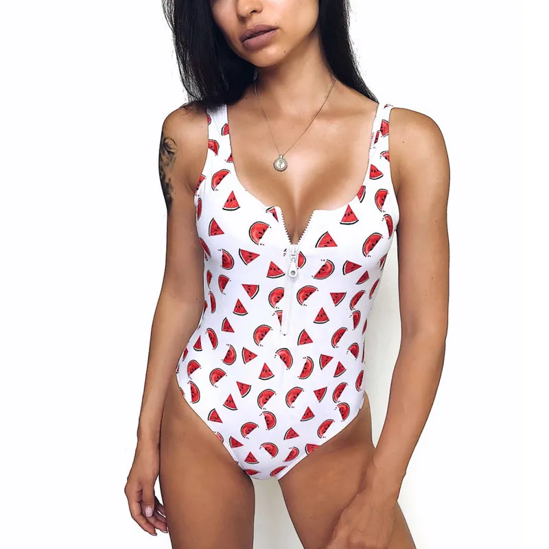 

High waist zipper swimwear 2019 One Piece Striped Swimwear Women Backless Monokini Sport Bodysuit Beach Bathing Suit Swim XL