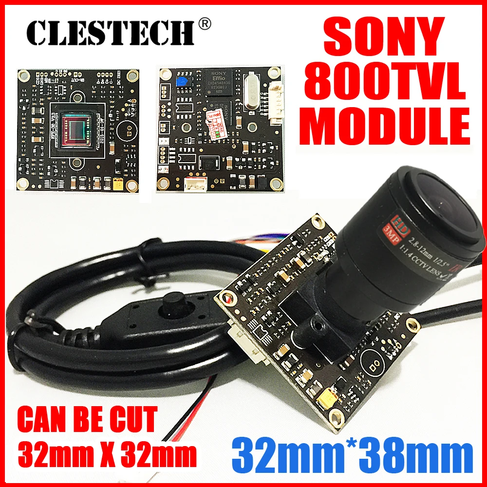 

1/3"Sony CCD Effio 4140dsp+811 Real 800tvl Analog hd Mini chip Monitor module 2.8mm-12mm Manual focusing OSD meun cable WDR Wide