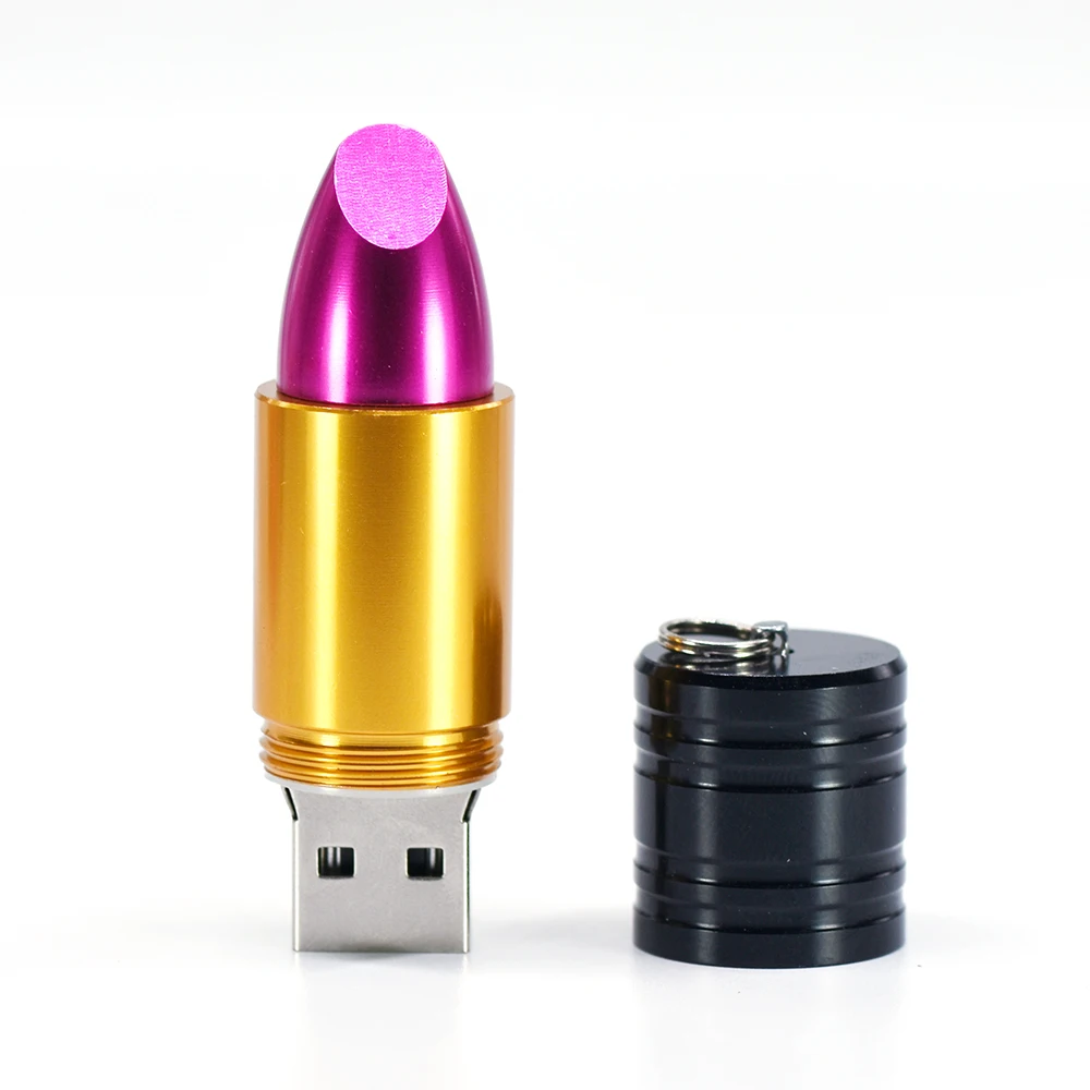 Metal Lipstick USB Flash Drive 128GB 64GB 32GB pen drive metal pendrive 16GB 8GB 4GB memory stick 256GB U stick girl gift