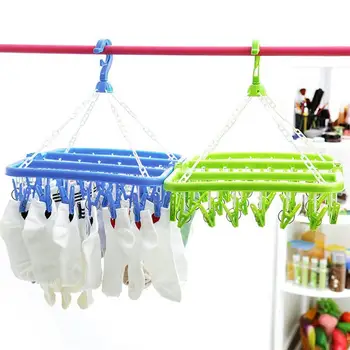 

Foldable Portable Clothes Hanger Underwear Socks Drying Rack Laundry Premium Drying Hanger with 32 Clips