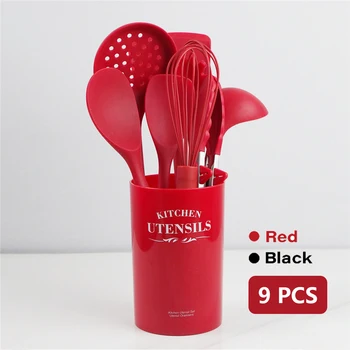 

9PCS Kitchen Utensils Set Food Grade Silicone Cooking Tools Non-stick Spatula Heat-resisting with Storage Box Gift Kitchen Tools