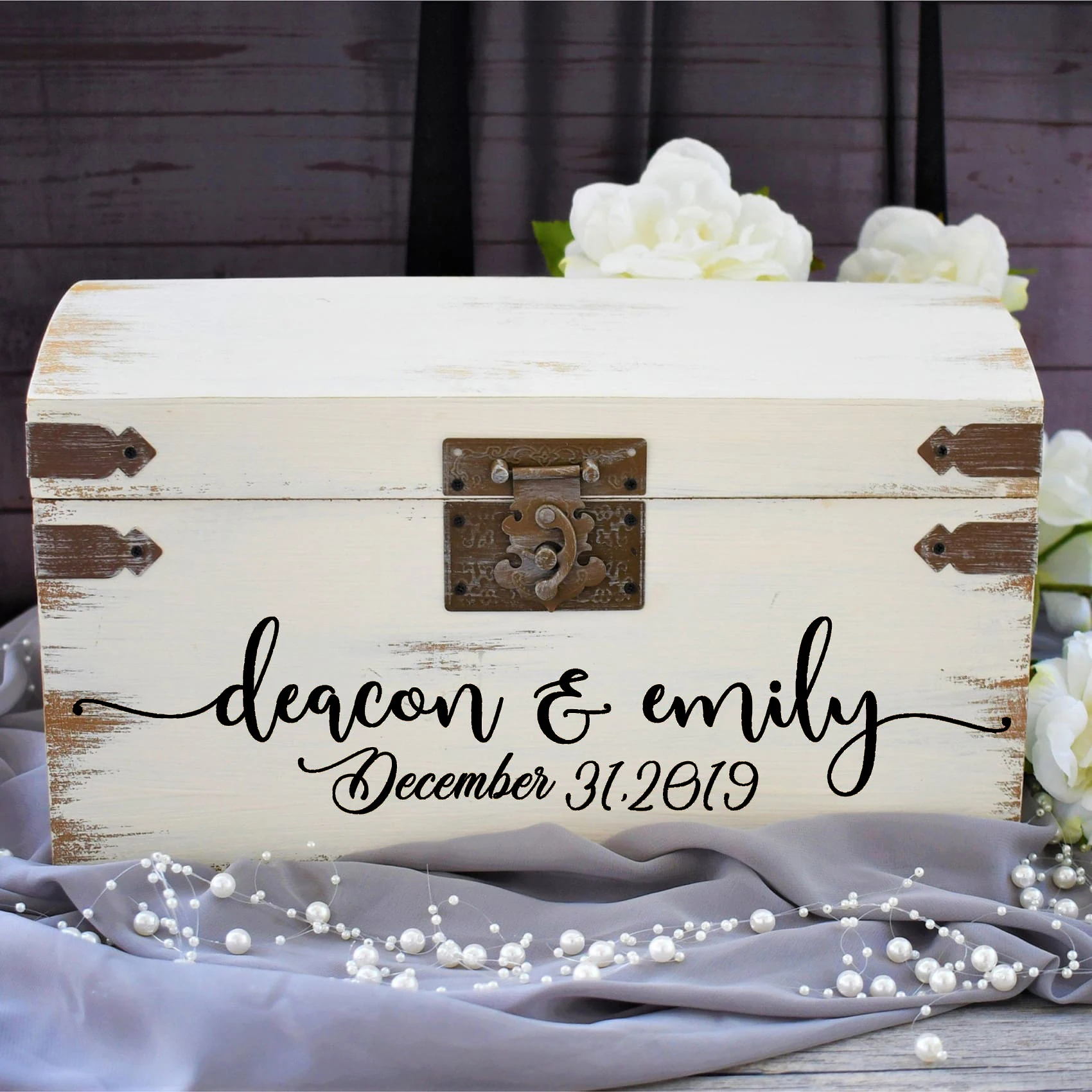 Classic Wedding Custom Name Date Card Box Stickers Personalized Vinyl Wedding Advice Box Decals Couples Decoration Poster HJ0167 