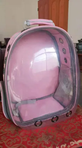 Портативный прозрачный кошка сумка для домашних животных кошачья переноска капсула дышащая походная обувь попугай кошка собака птица рюкзак котенок переносной клетки - Цвет: Розовый