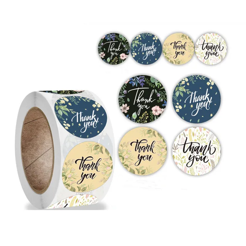 

100/500Pcs 1/1.5inch Flower Thank You Card Thank You For Your Order Card Praise Labels For Small Businesses Decor For Small Shop