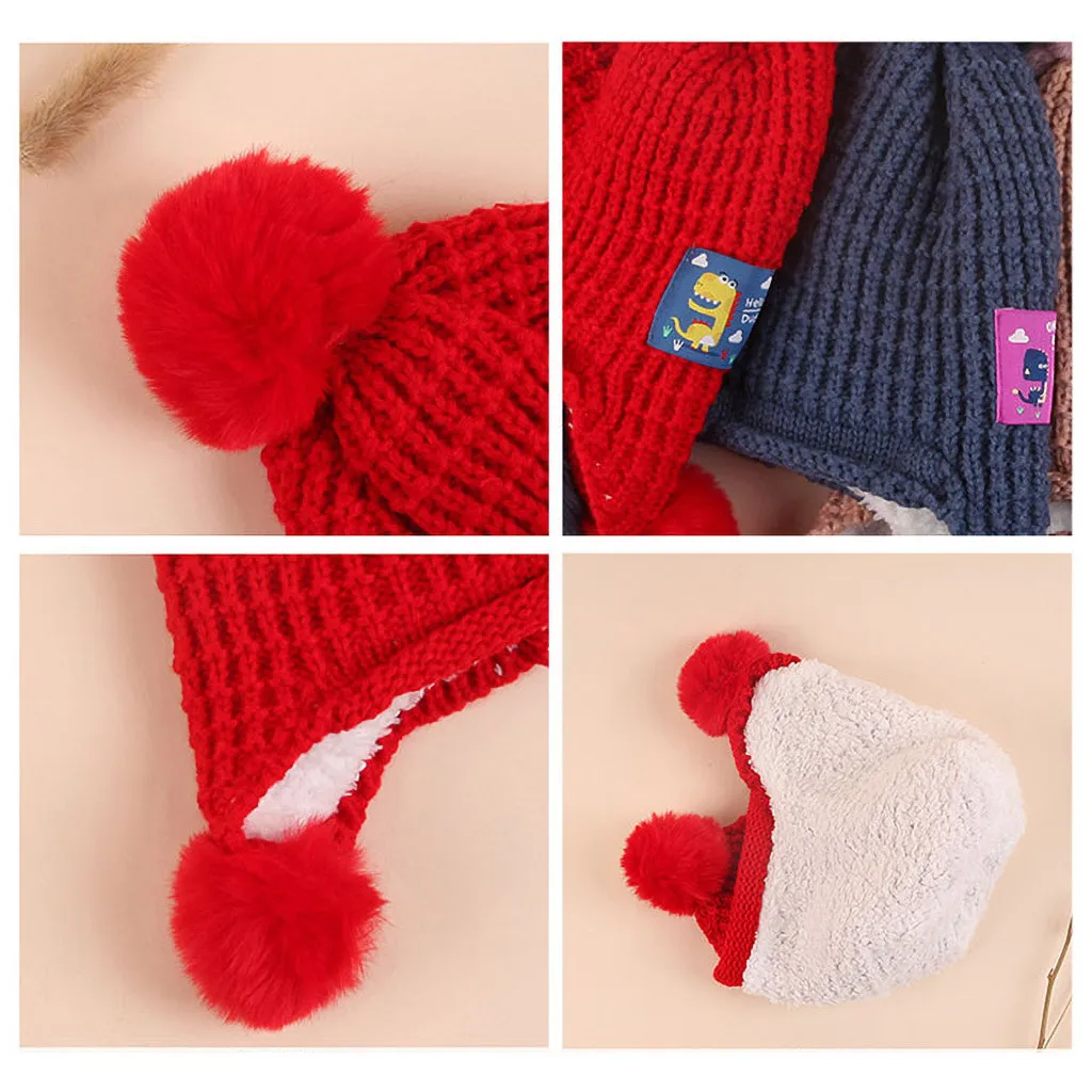 Witner Baby Beanie Hat мяч вязаные детские шапочки для мальчиков и девочек ясельного возраста вязаные шапочки Hairball уха милая детская шляпа Детские шапочки зимняя шапка
