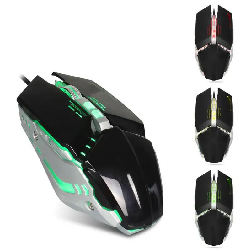 Механическая игровая мышь с разрешением макросъемки 3200 dpi USB Проводная конкурентоспособная игровая мышь 7 программируемых кнопок для настольного ноутбука S01 - Цвет: Черный