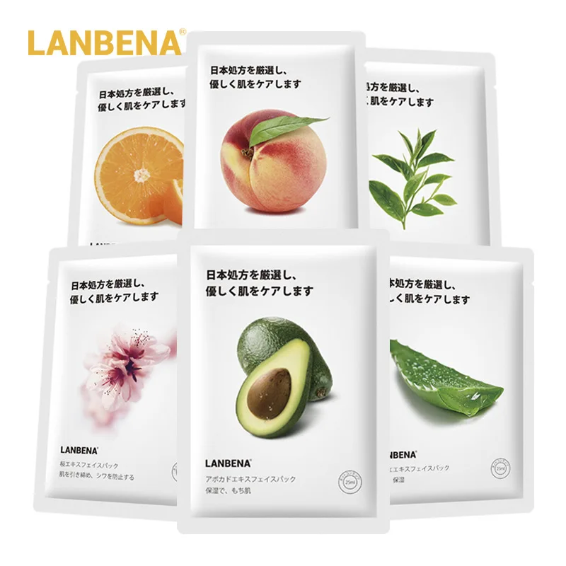 

LANBENA Fruit Face Masks Advanced Formula Whitening Moisturizing Water Locking Plant Extract Fresh Sheet Face Mask TSLM1