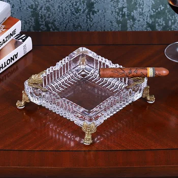 

European style palace luxury model room Villa Hotel high-grade crystal glass inlaid copper ashtray ashtray ornaments