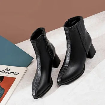 

Oversized boots women shoes ankle boots for women ladies boots shoes woman winter Stitching color side zipper tip