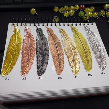 

100pcs 7 Colors Metal Feather Bookmark Document Book Mark Label Office School Supplies Chinese Style Gift WB2604