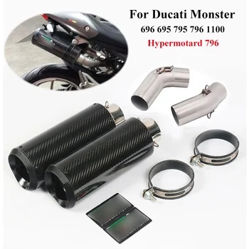 

Monster 696 695 795 796 1100 Exhaust Set Pipe Motorcycle Exhaust 2 muffler Tips Pipe Middle Link Tube For Ducati Monster 696 695