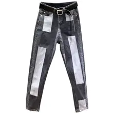 Ab face сшивание Джинсы женские осень новая высокая талия популярной расцветки свободный шаровары