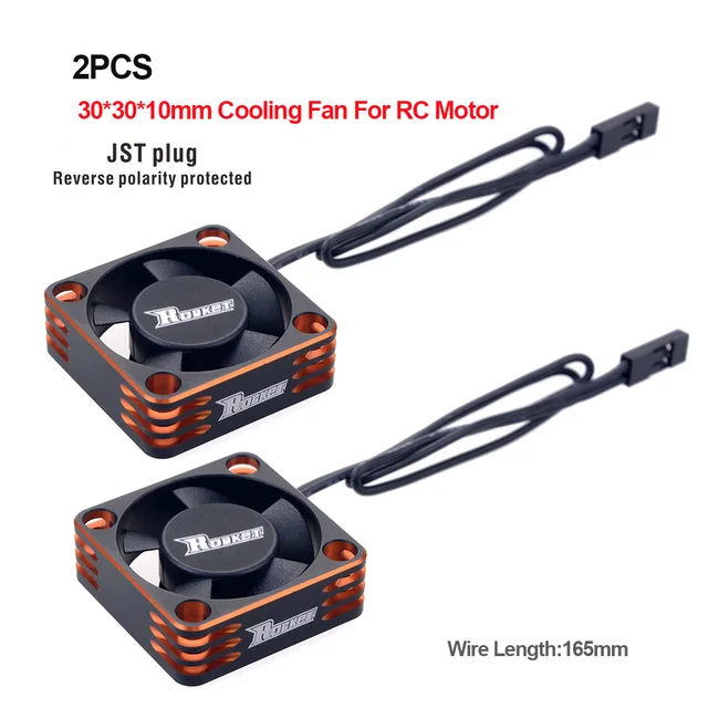 Surpass Hobby Rocket 25mm 30mm 36mm 40mm 50mm Aluminum Metal Cooling Fan For RC ESC Motor Heat Dissipation-Orange&Black 2PCS 30mm for Motor