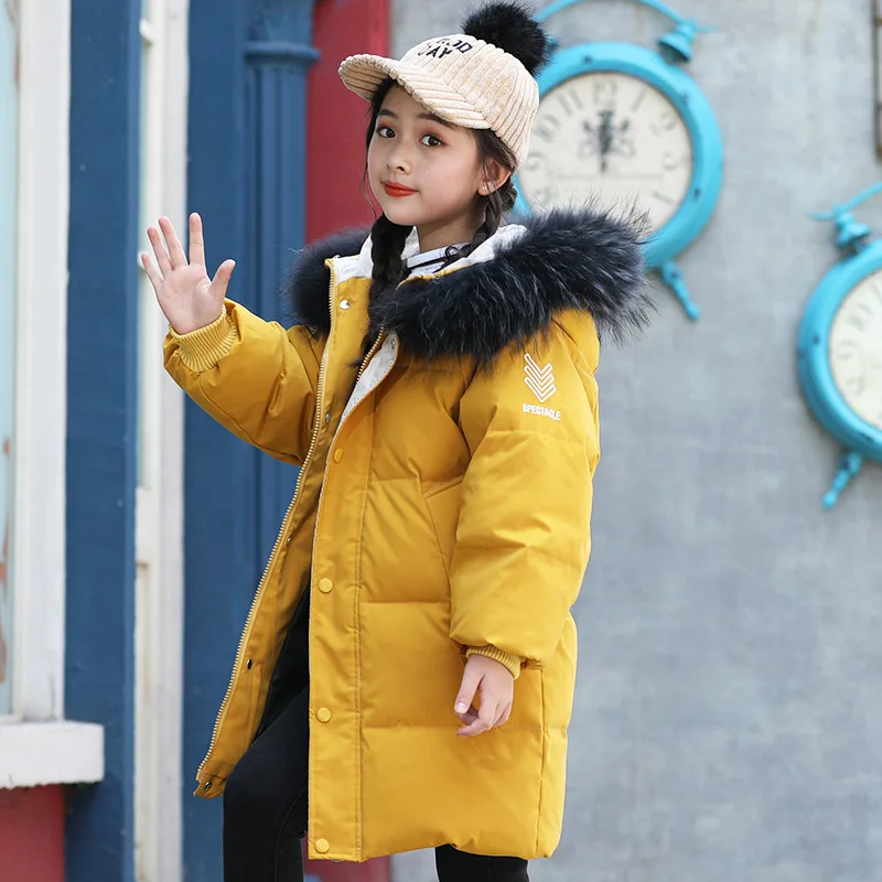 Г. Зимние детские куртки для мальчиков и девочек, пуховое хлопковое пальто новая модная верхняя одежда средней длины ветрозащитная теплая парка с капюшоном