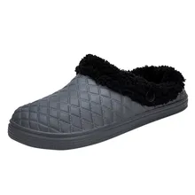 Мужская повседневная бархатная теплая обувь из флока; большие размеры; удобные водонепроницаемые хлопковые тапочки из искусственной кожи для ванной; sapato masculino