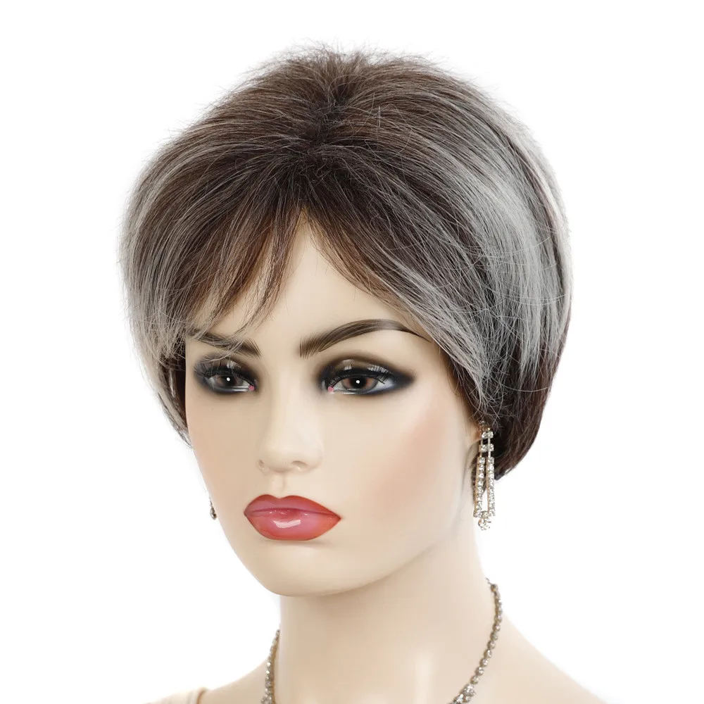 Short Straight Wig Pixie Cut Wigs For Women Black Blonde Wigs Women Synthetic Hair Cosplay Wig With Bangs Heat Resistant Fiber