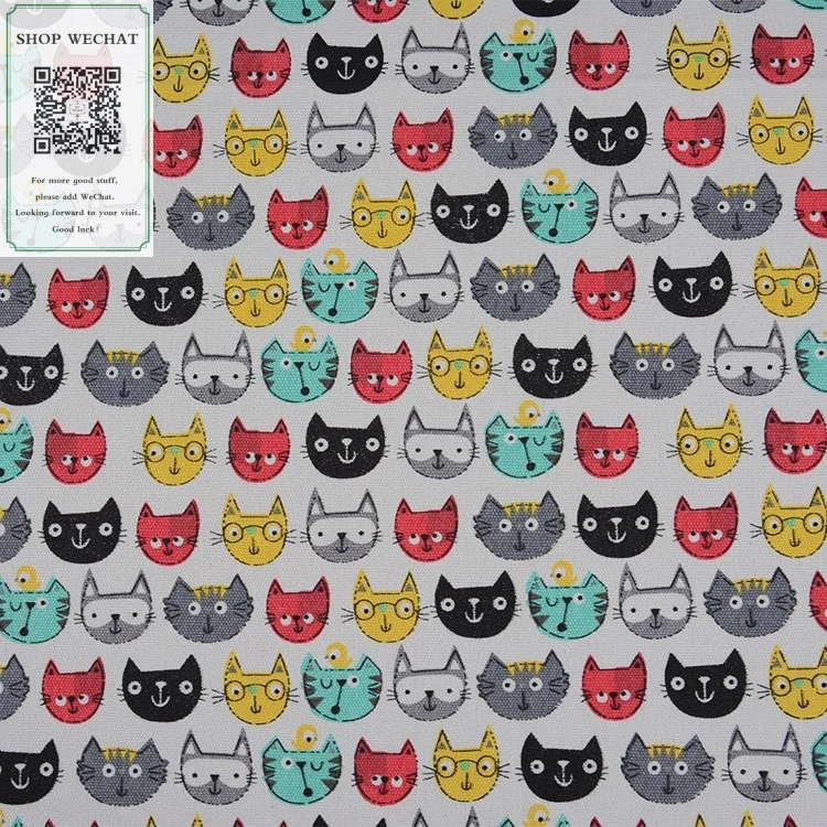 145 * 90CM Color Cat Head 12 Ann Printed Canvas DIY Handmade Cloth Backpack Pillow zuo dian bu | Аксессуары для одежды
