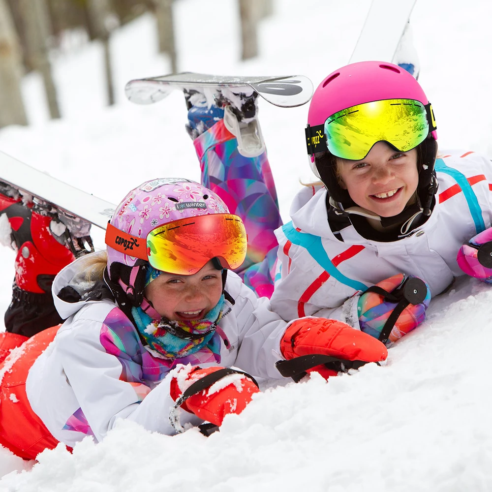 COPOZZ Juego de gafas de esquí para niños, gafas de snowboard y lente  amarilla, UV400 OTG gafas de nieve antivaho para niños de 2 a 12 años