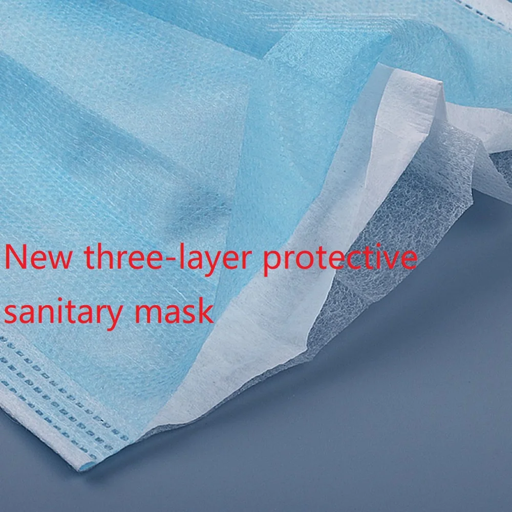 

New1/100 PCS disposable non-woven three-layer protective mask ear hanging sanitary mask breathable without hurting the face-skin