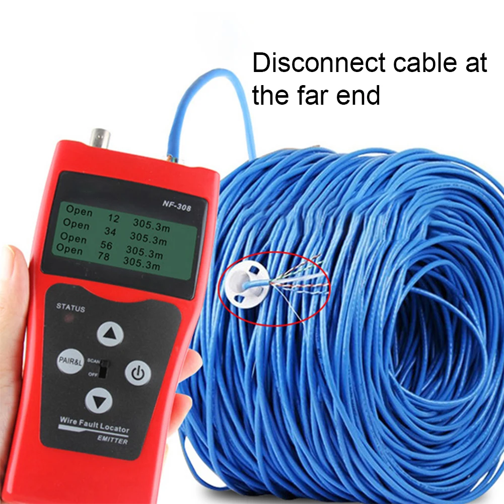 Medida de Rede Comprimento do Cabo Teste Continuidade Fio Rastreador Rj45 Rj11 Ethernet Tester Nf-308 Lan 6 NF-308 medida de rede lan cabo comprimento