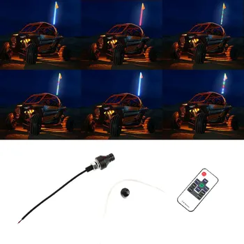

3/4/5ft RGB LED Lighted Antenna Light Whip Flag Remote For ATV UTV Polaris RZR Buggy